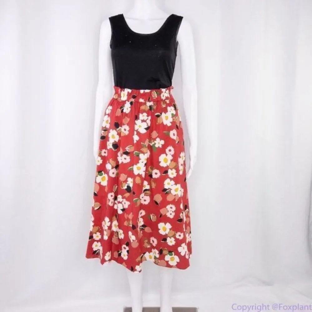 NWT‎ kate spade botanical garden cotton midi skirt, Red and white